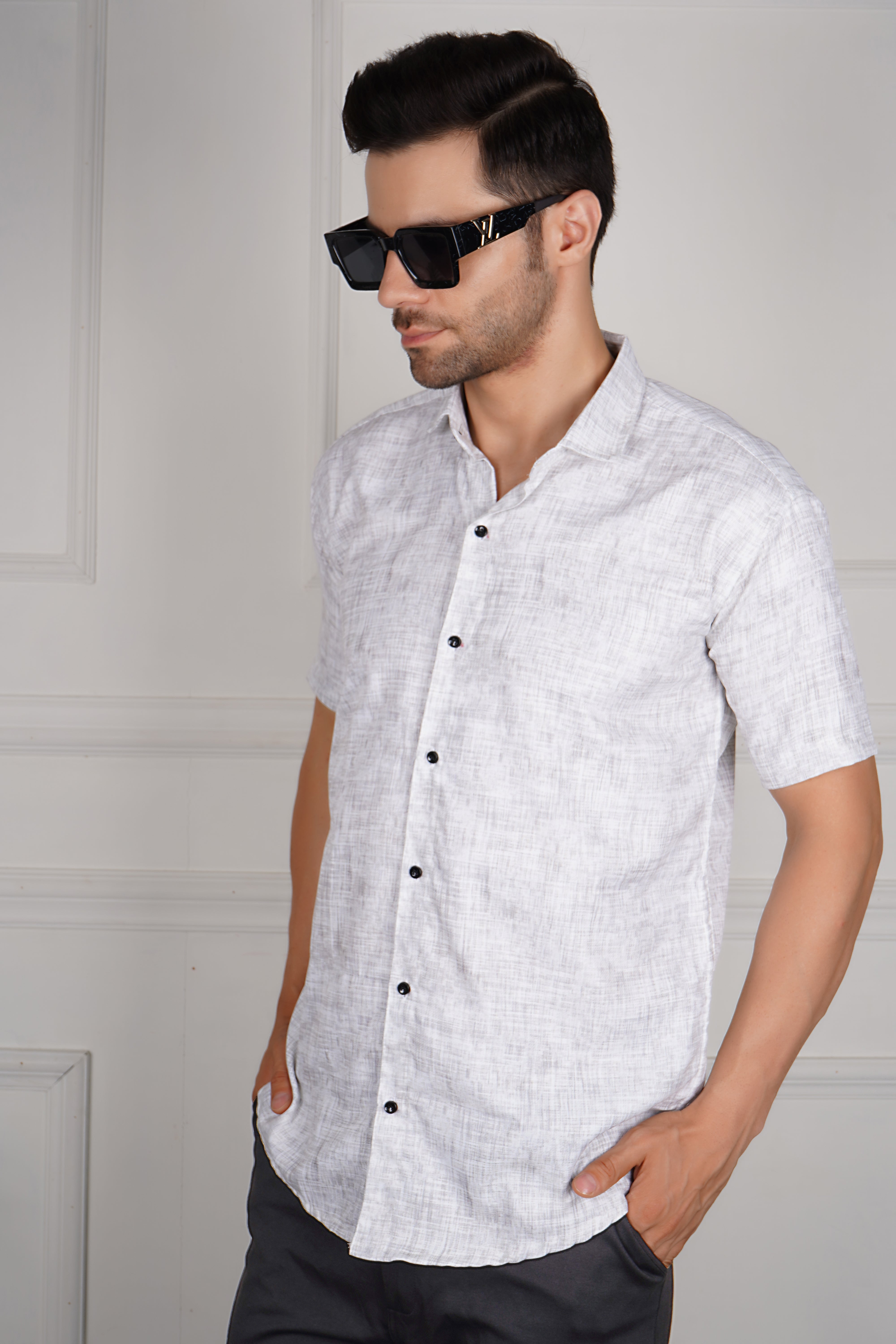 Casual Men's Short-Sleeve Abstract Print Shirt AC #048