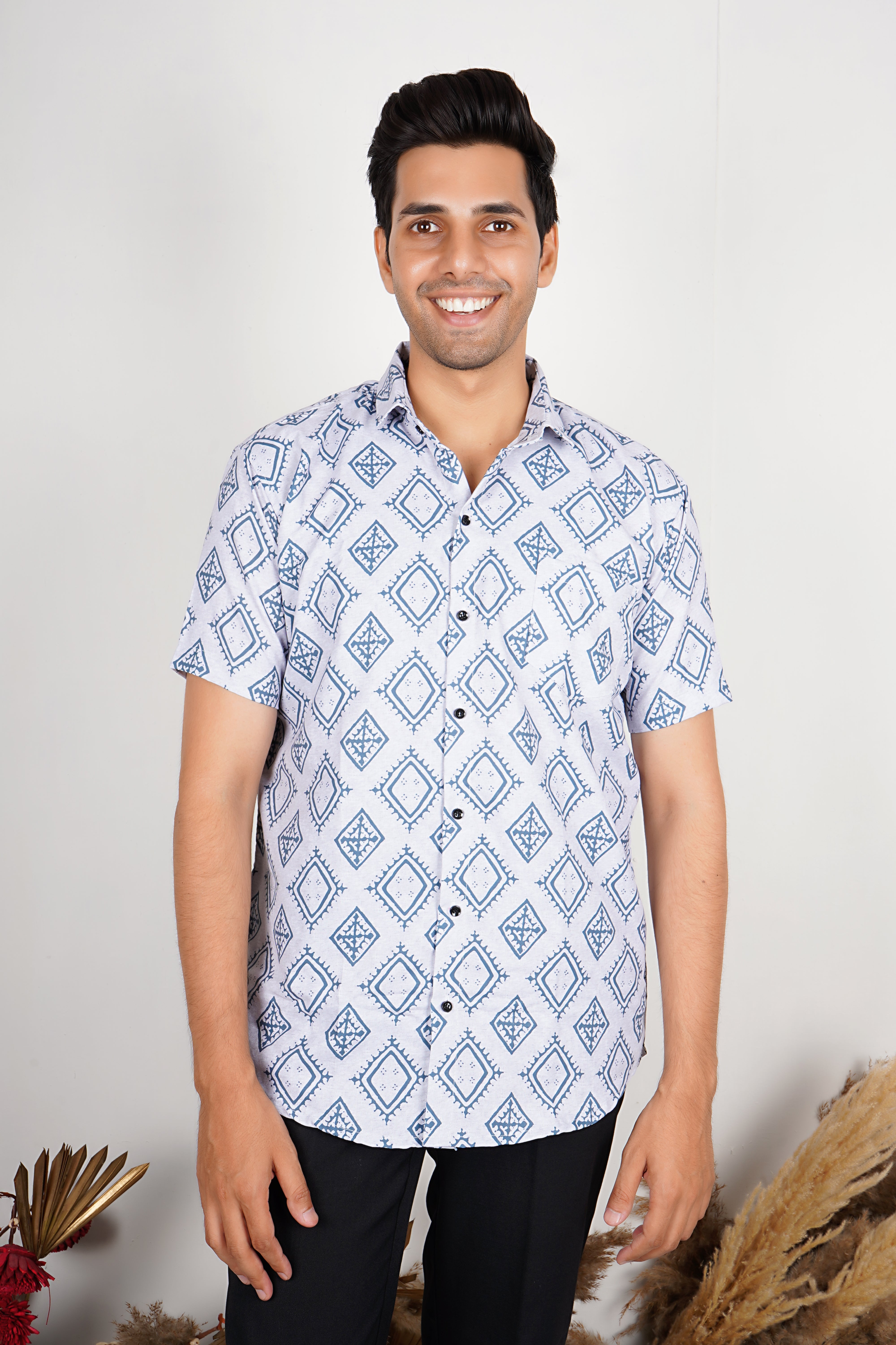 Geometric Print Casual Shirt for Men AB #034