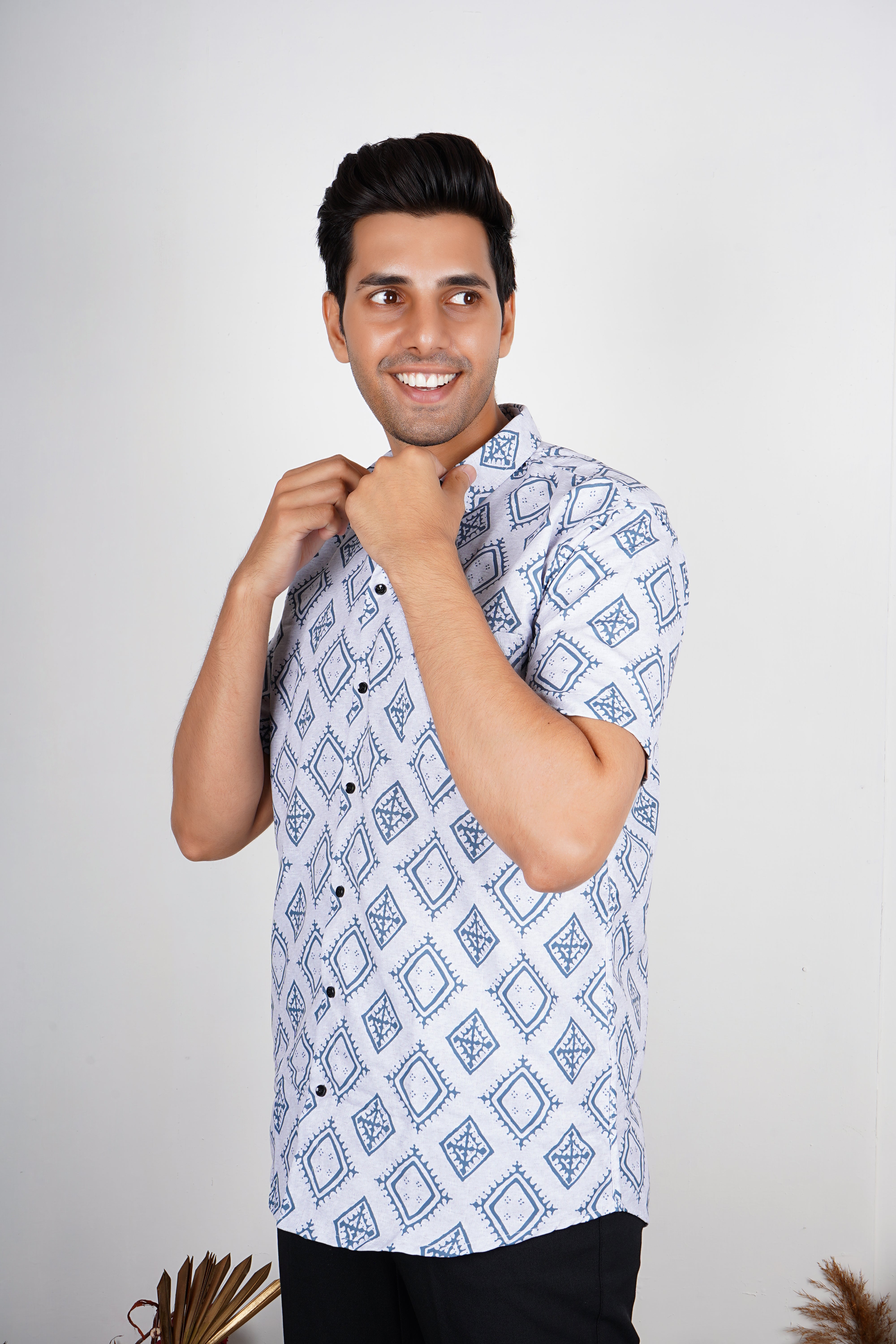 Geometric Print Casual Shirt for Men AB #034