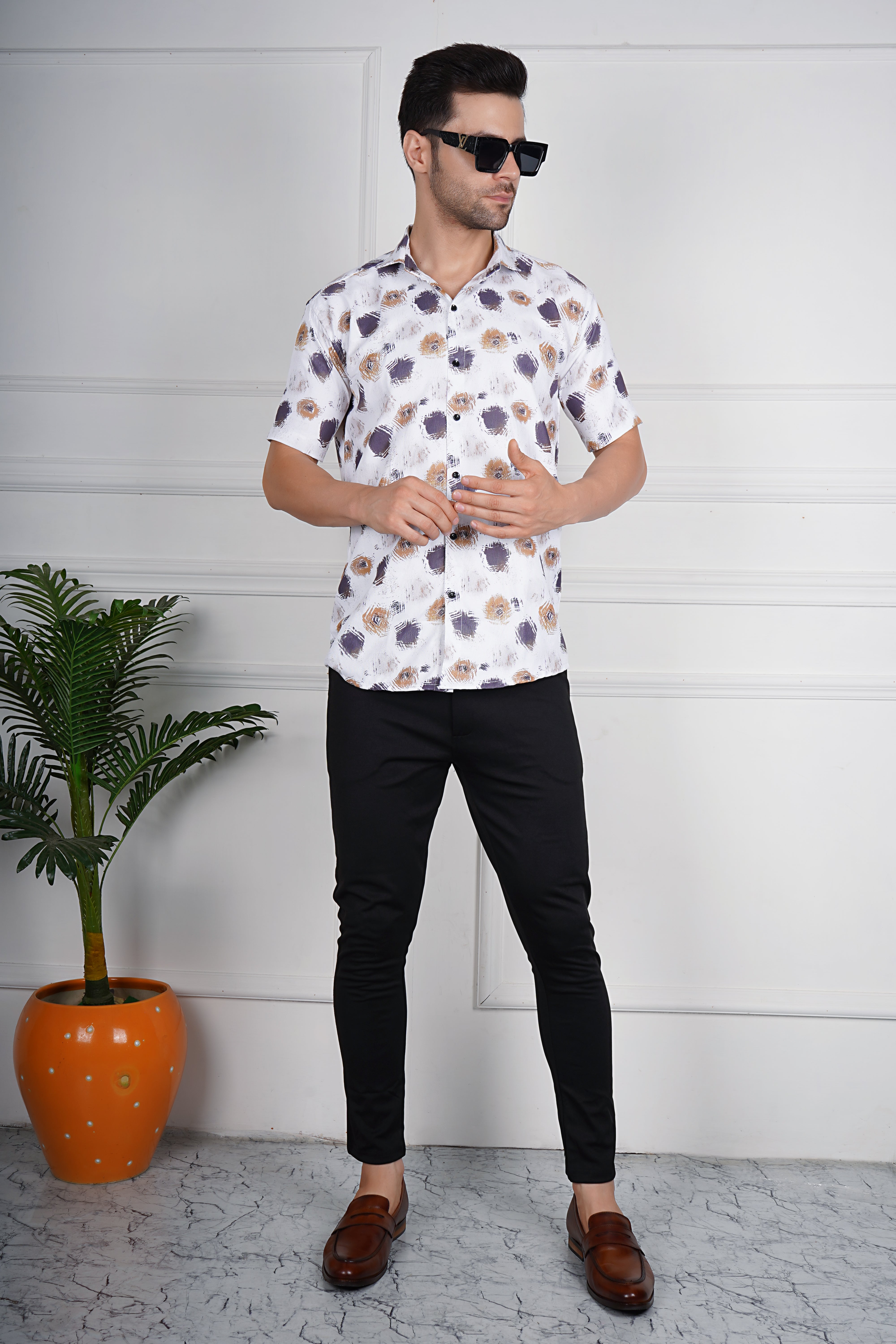 Men's Abstract Camouflage Printed Shirt AC #046