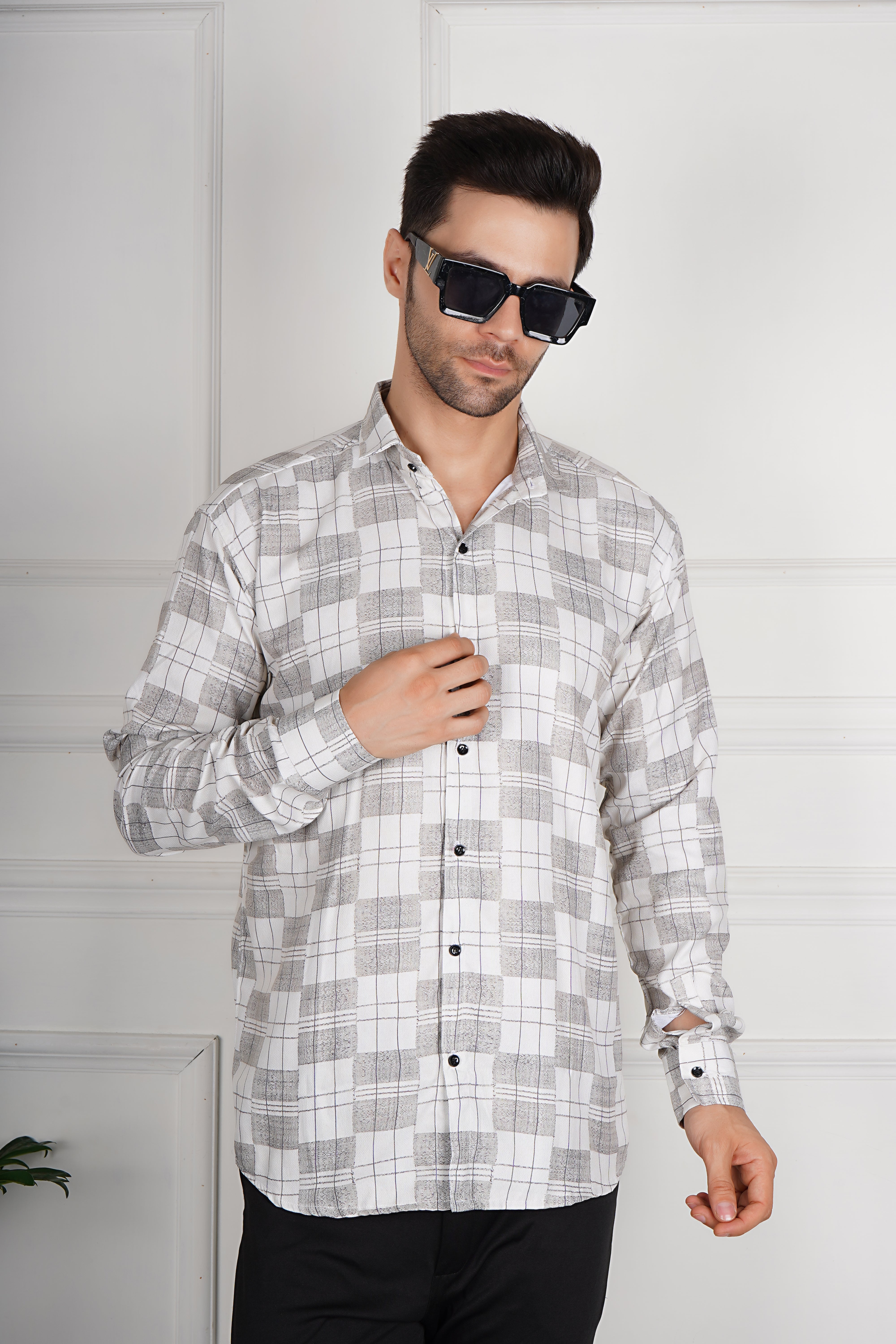 Men's Classic Plaid Long Sleeve Shirt AC #047