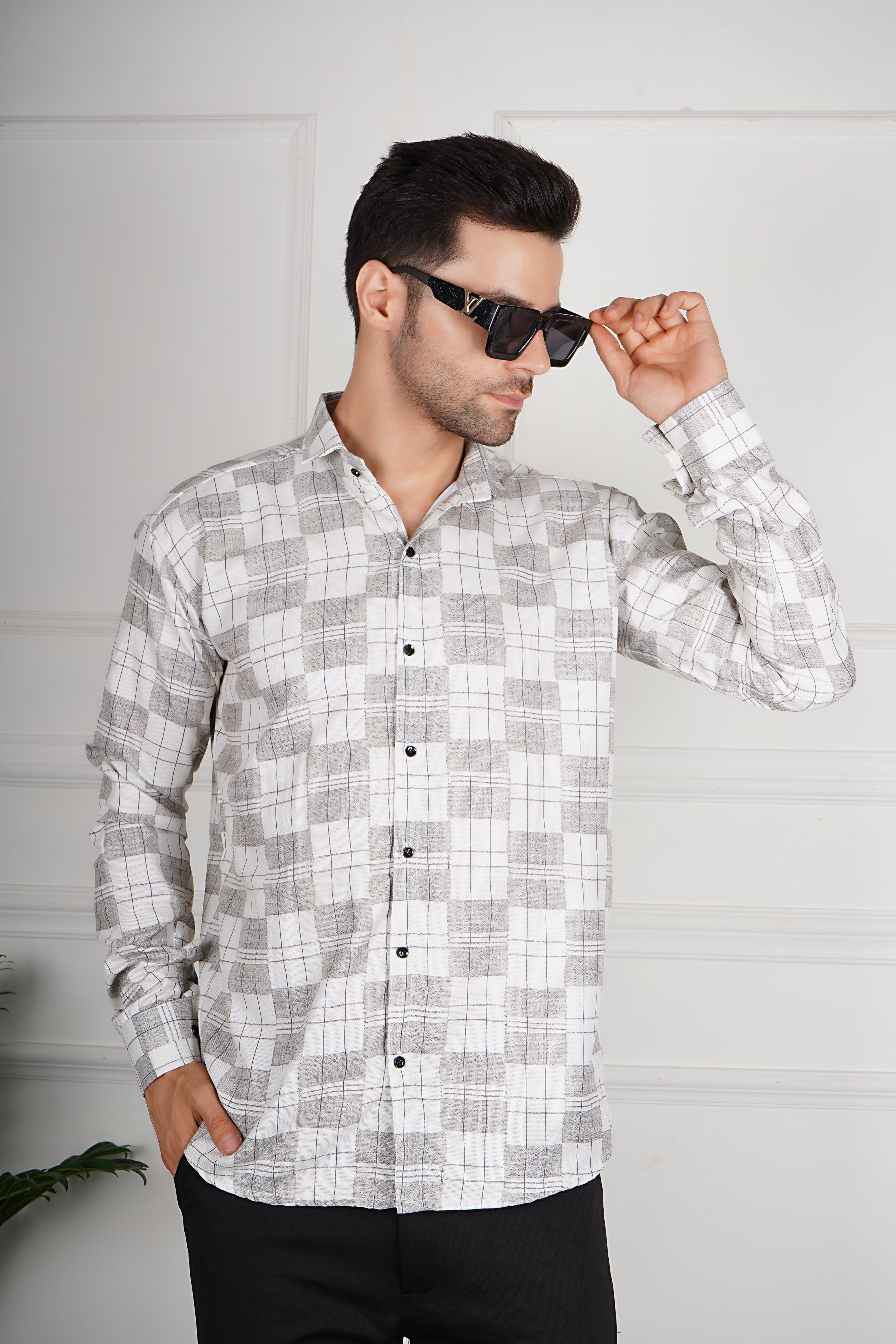 Men's Classic Plaid Long Sleeve Shirt AC #047