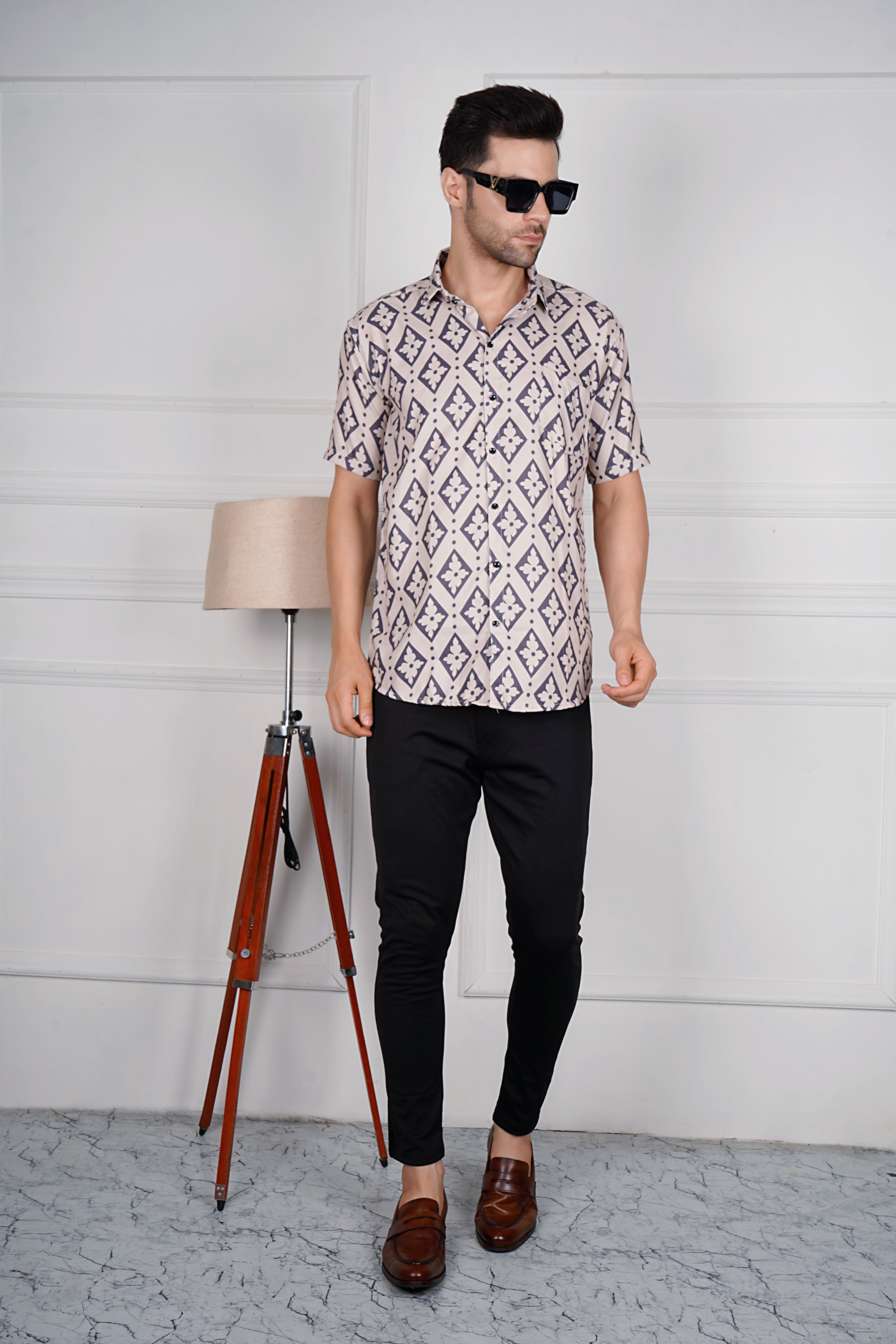 Diamond Pattern Short-Sleeve Shirt AC #051